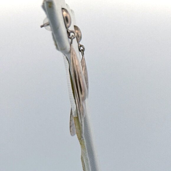 Estate Sterling Silver 925 Italy Retro Teardrop Stud Earrings EZ Push Backs - Picture 2 of 8